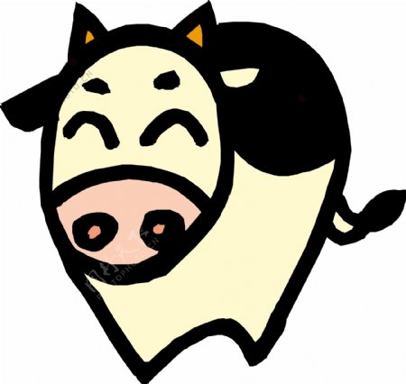 动物可爱卡通牛奶油色黑色免费素材