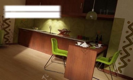 客厅厨房3d模型图片