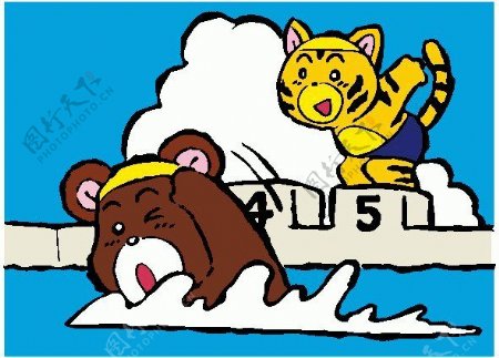 位图卡通动物熊老虎可爱卡通免费素材