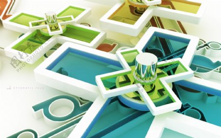 迷宫抽象梦幻水晶色彩绚烂3D三维立体科幻广告电脑设计图片