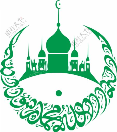 清真寺绿色AI伊斯兰穆斯林