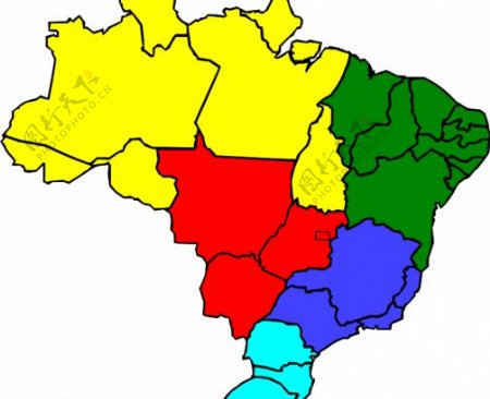 巴西的矢量图像的彩色地图
