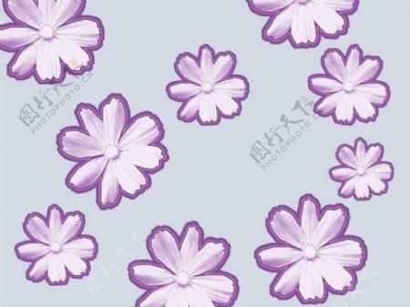 紫色小花底纹背景PPT模板