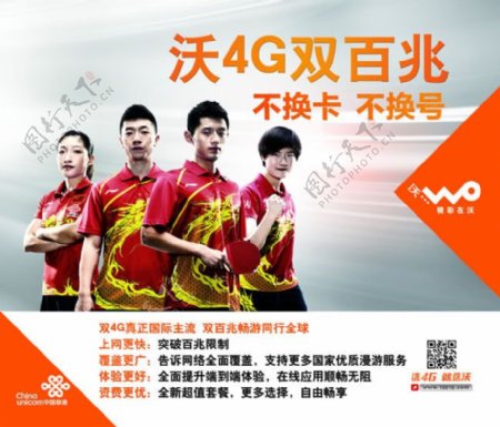 中国联通沃4G广告PSD素材