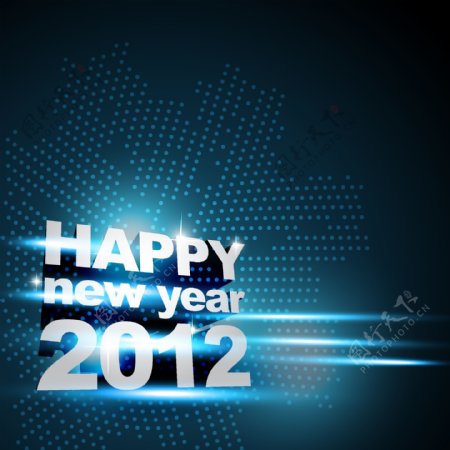 创意蓝色2012新年矢量背景图片