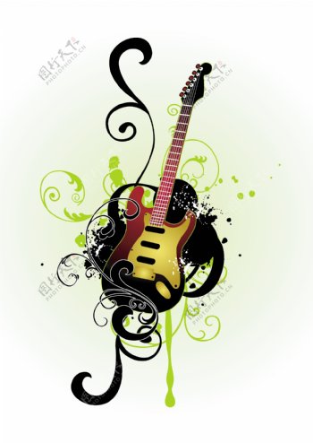 矢量素材潮流吉他创意图形