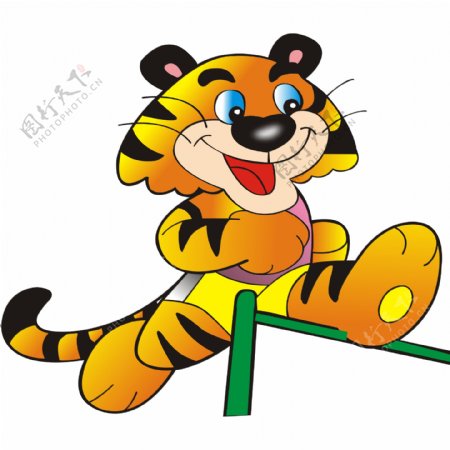 印花矢量图卡通动物老虎可爱卡通色彩免费素材