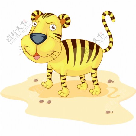 印花矢量图卡通动物老虎可爱卡通色彩免费素材
