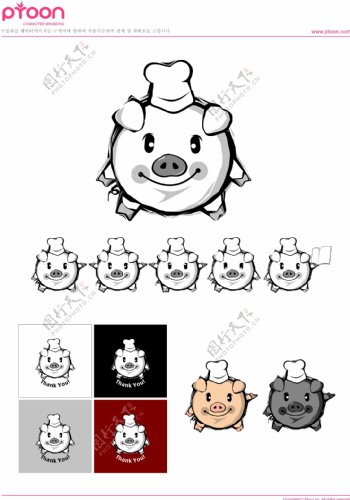 韩国小猪形象矢量图
