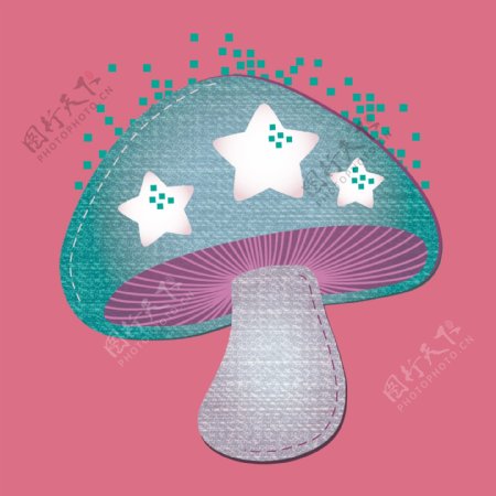 印花矢量图T恤图案贴布生活元素蘑菇免费素材