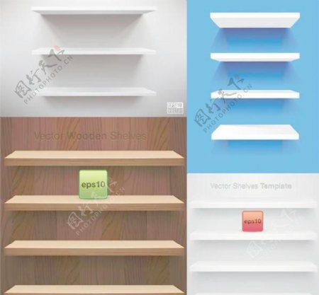 空白的展示架展示架木书柜矢量素材