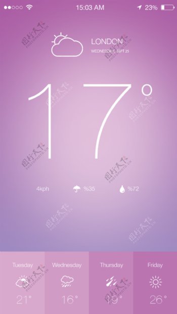 最小的iOS7天气应用程序设计
