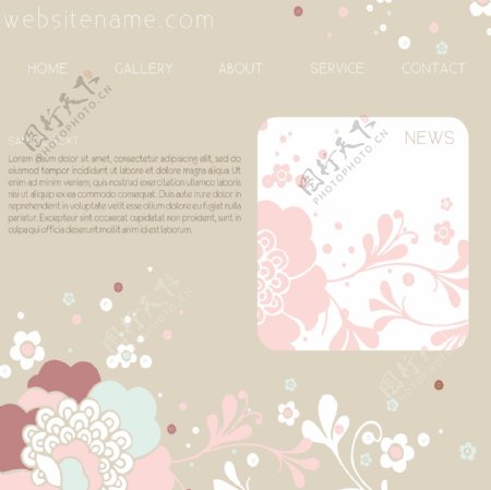 粉红色的网站设计模板矢量素材