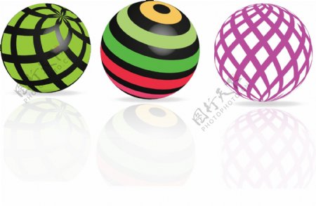 三种立体球体图片