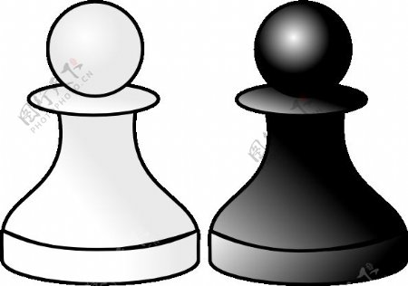 黑色和白色的棋子剪贴画