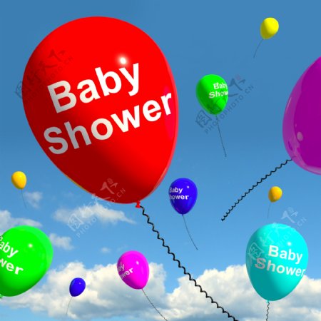 婴儿淋浴对天空的新生儿派对气球