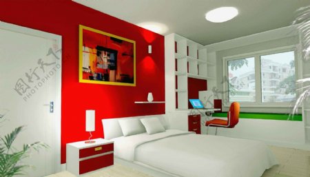 红色卧室