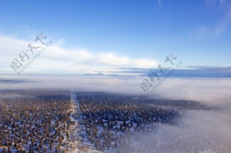 冬季空中城市背景