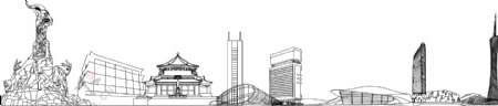 广州标志建筑线描图