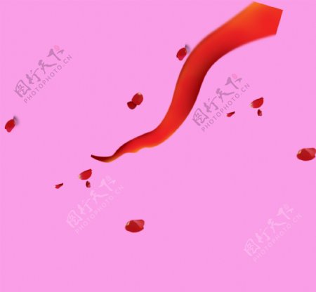 红色飘带花瓣合成素材设计海报专用