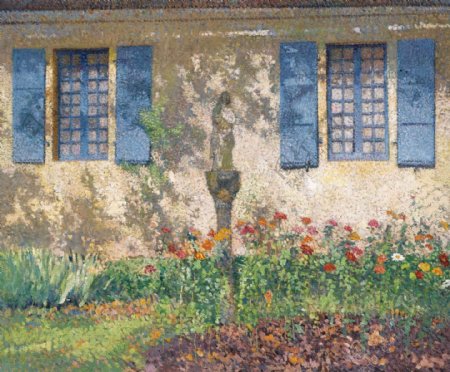 家庭花园油画图片