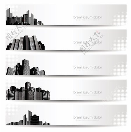 城市建筑剪影横幅图片