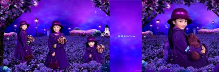 精灵天使紫色梦幻儿童模板影楼魔法书DVD47