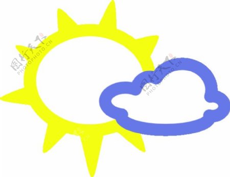 非常轻的云彩和太阳天气符号剪贴画