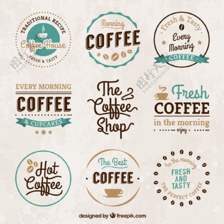 9款复古咖啡标签矢量素材