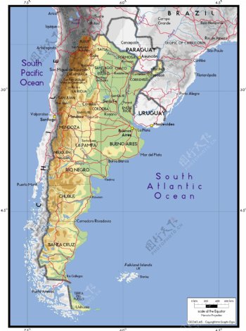 矢量世界地图精致的材料阿根廷地图