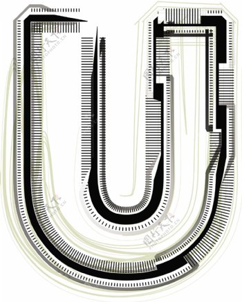 技术字体字母U