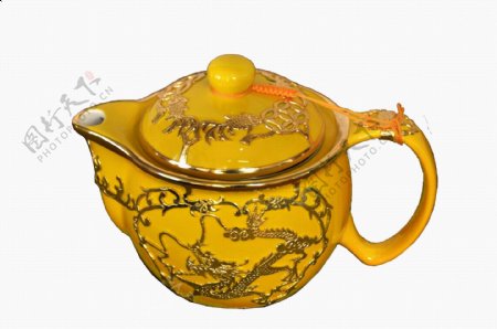 彩釉金龙茶壶图片