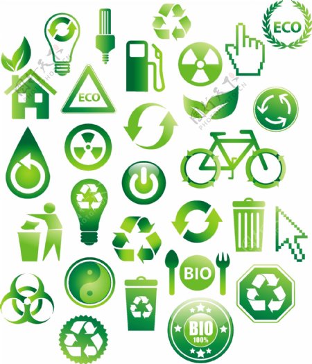 绿色低碳环保图标矢量素材
