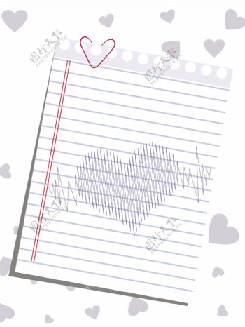 一个模板的心脏形状的笔记和心的情人节的节奏