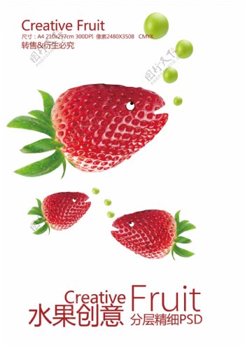 草莓创意海报图片