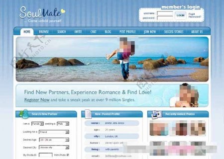 蓝色婚恋交友类型网页CSS模板