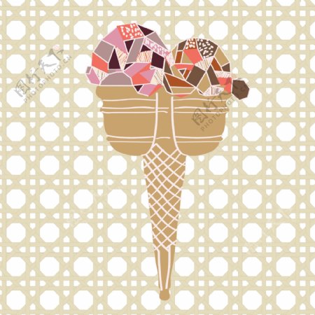 印花矢量图卡通卡通静物冰淇淋几何免费素材
