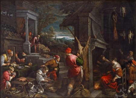 BassanoJacopoBassanoFrancescoTheReturnoftheProdigalSonCa.1570画家古典画古典建筑古典景物装饰画油画