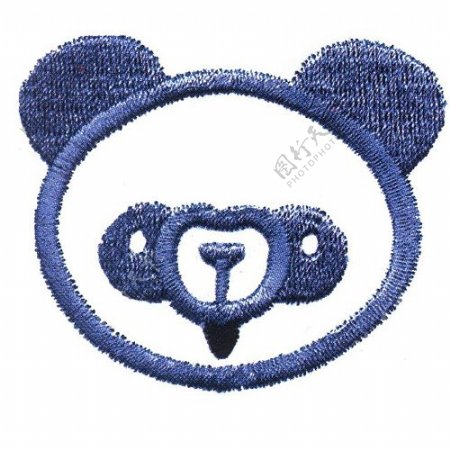绣花动物熊猫色彩宝石蓝色免费素材