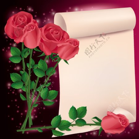 玫瑰花纹婚礼请帖纸张