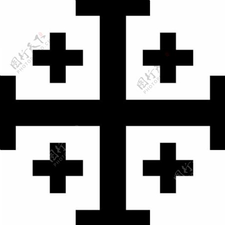 耶路撒冷十字交叉有效或十字交叉一个传统的纹章的剪辑艺术符号
