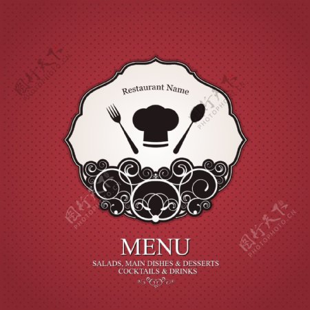 欧式花纹西餐厅菜单封面图片