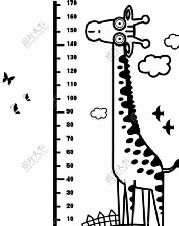 长颈鹿量身高矢量图图片