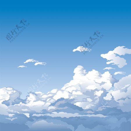 矢量风景漫画蓝天白云图片