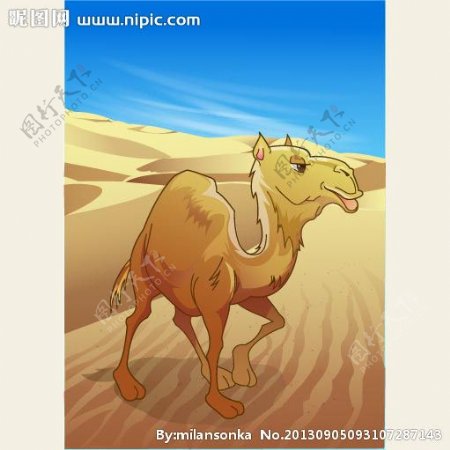 可爱动物绿色金色骆驼图片