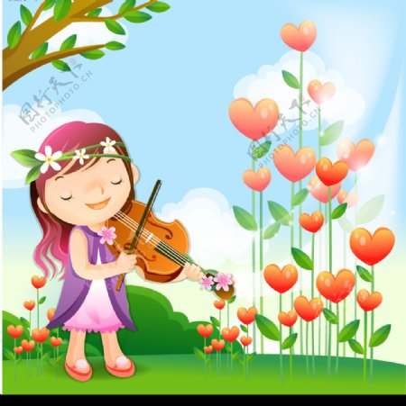 拉小提琴的小女孩转图片