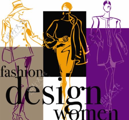 女性时尚设计插画图片