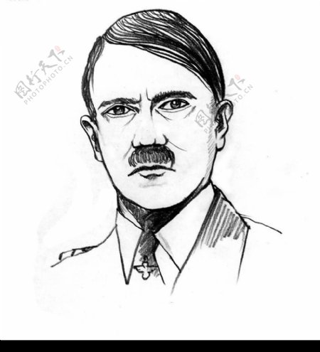 希特勒线描头像图片