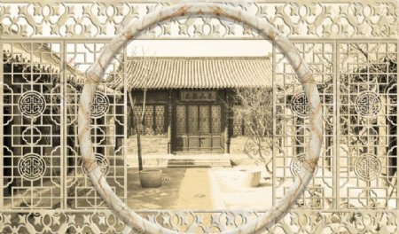 中式屏风背景墙图片