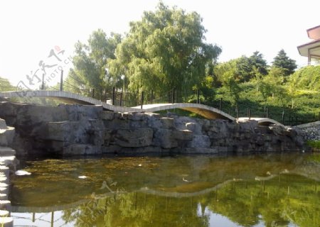 青龙湖公园的锁链桥图片